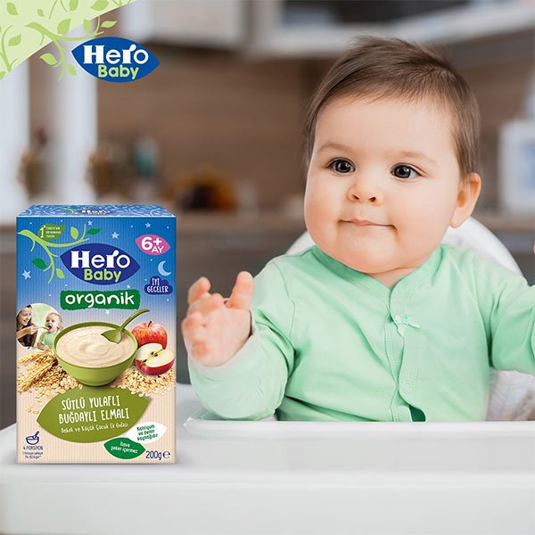 سرلاک کودک هرو بی بی سیب با شیر 8 غله بالای 6 ماه حجم 200 گرم