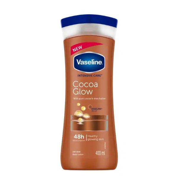 0062047 vaseline intensive care cocoa glow body lotion with pure cocoa butter for dry skin 400ml 600