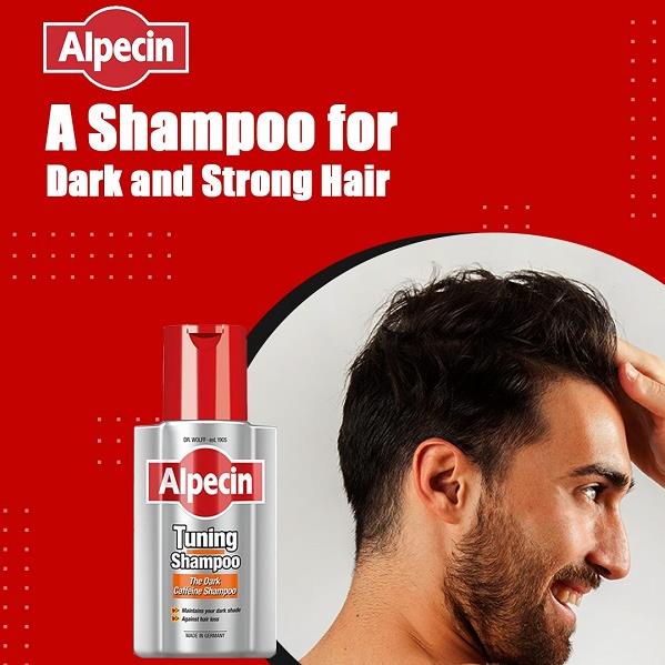 شامپو آلپسین Alpecin برای موهای بلوند تیره تا مشکی تیونینگ حجم 200 میلی