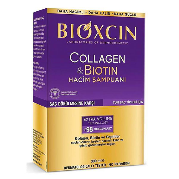 شامپو بیوکسین Bioxcin ضد ریزش حاوی بیوتین و کلاژن حجم 300 میلی