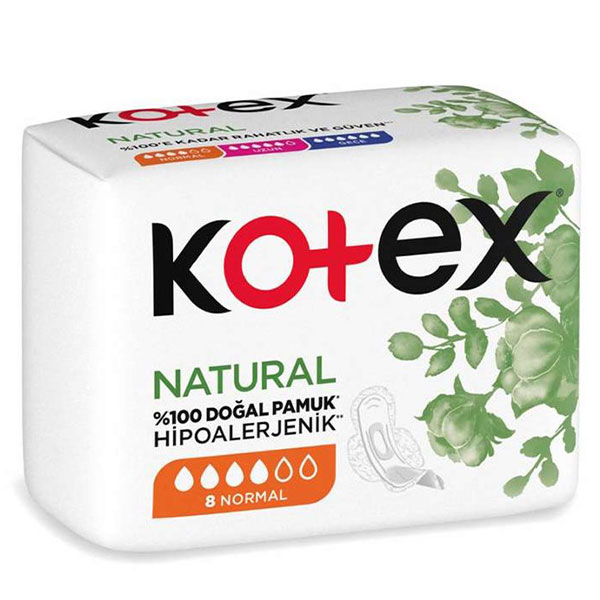 نوار بهداشتی کوتکس kotex نرمال طبیعی 8 عددی