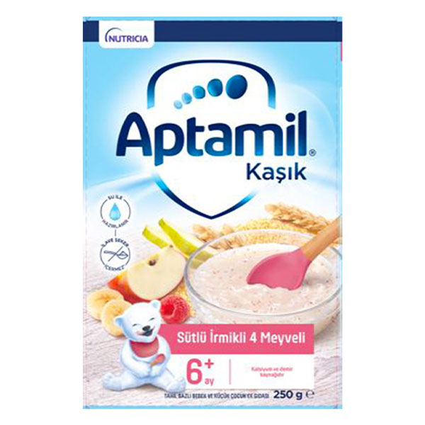 سرلاک آپتامیل Aptamil با طعم شیر سیب موز و توت فرنگی بالای 6 ماه حجم 250 گرم