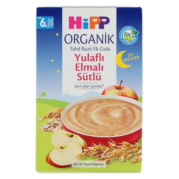 سرلاک ارگانیک هیپ Hipp شب یولافلی حاوی شیر و سیب بالای 6 ماه حجم 250 گرم