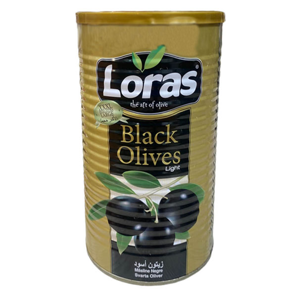 زیتون لوراس Loras سیاه با هسته وزن خالص 600 گرم