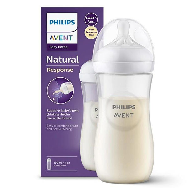 شیشه شیر فیلیپس اونت Avent بالای 3 ماه 4 قطره حجم 330 میلی